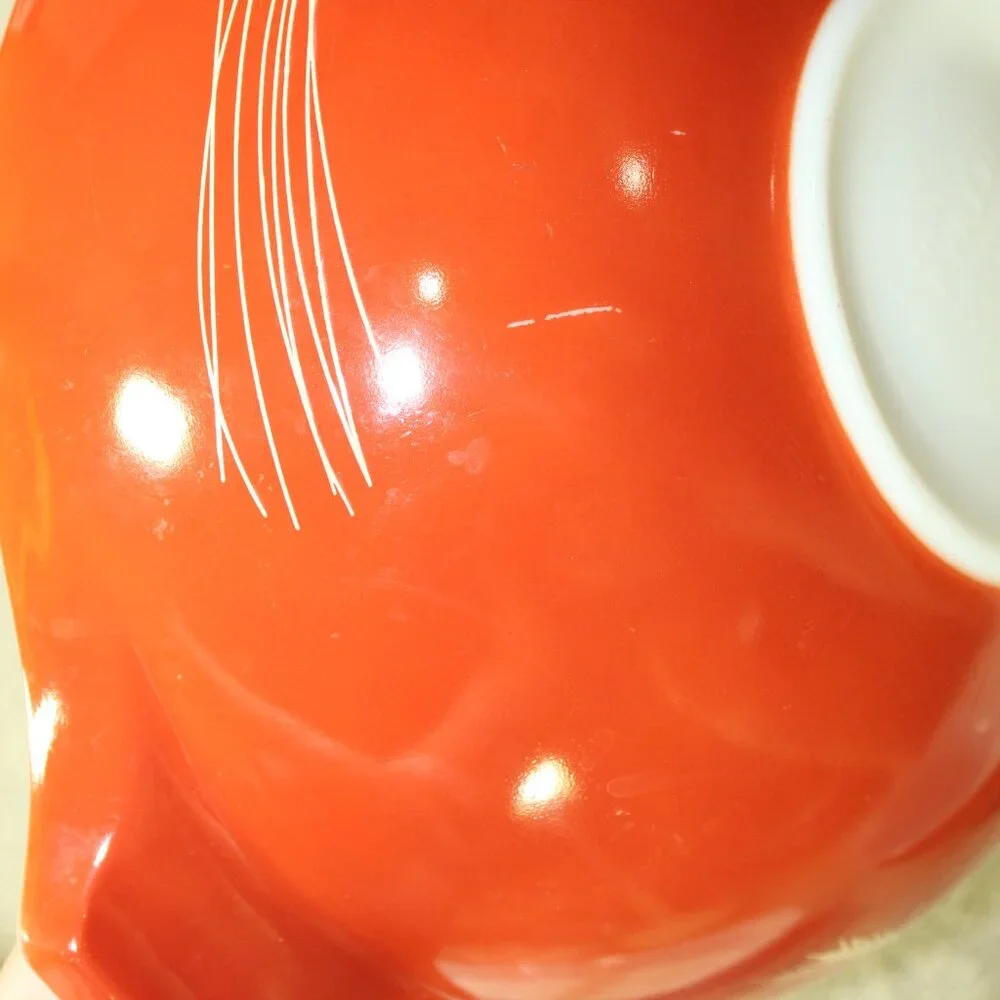 Complete Set of 4 Vtg Pyrex Harvest Wheat Red Orange 441-444 Cinderella Mixing